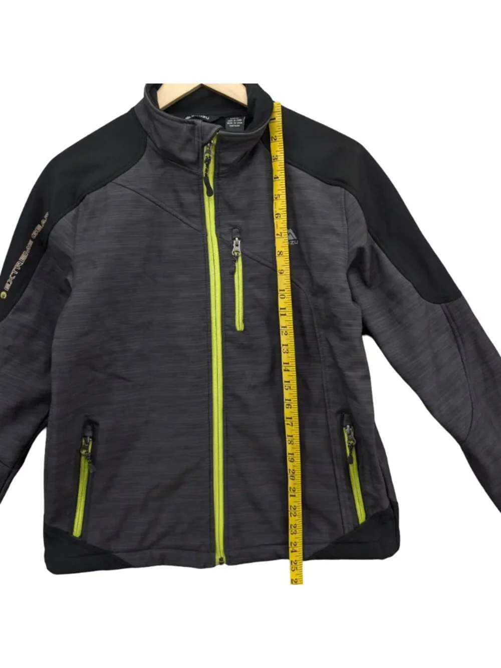 Snozu Extreme Gear Jacket Boys Black Grey Full Zip Fleece Lined Size L 14/16